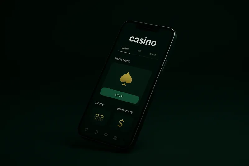 Modern smartphone showing dark premium casino app with green accents